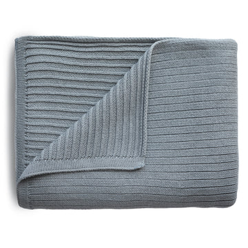 Knitted Ribbed Baby Blanket Smoke