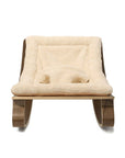 Charlie Crane Levo Baby Rocker in Walnut with Fur Milk Cushion