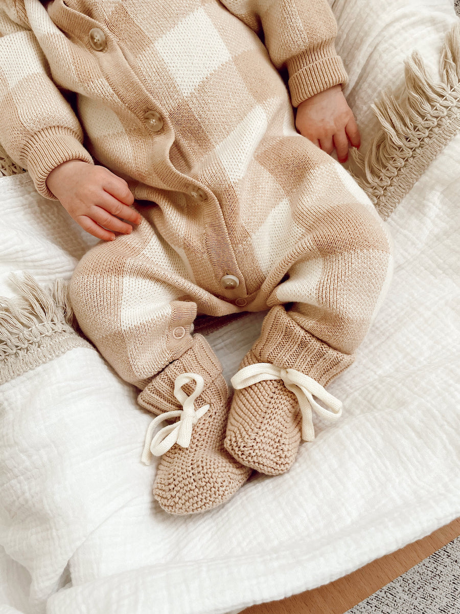 Ziggy Lou Booties Caramel Gingham