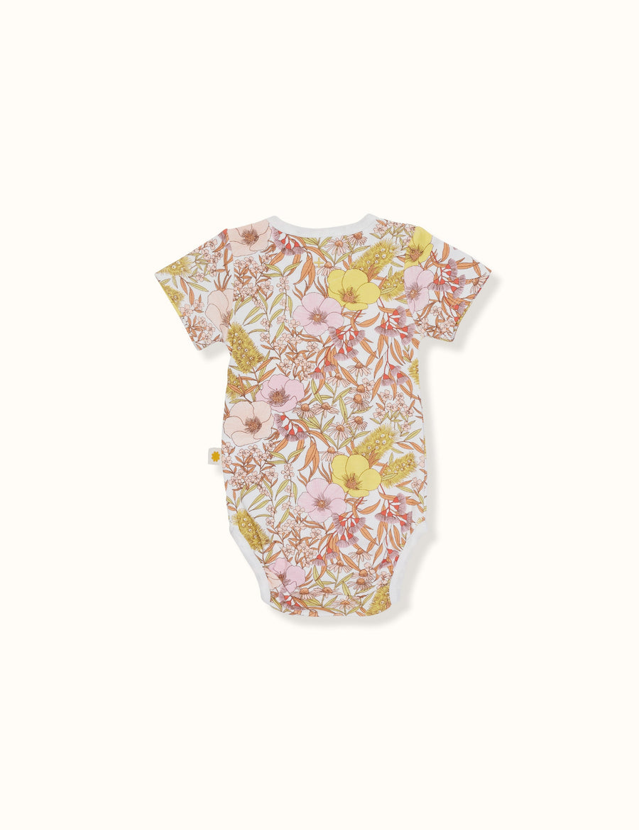 Goldie + Ace Vintage Floral Print Bodysuit Blush Short Sleeve