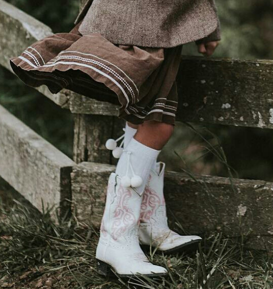 White Pom Pom Knee High Socks | classical child