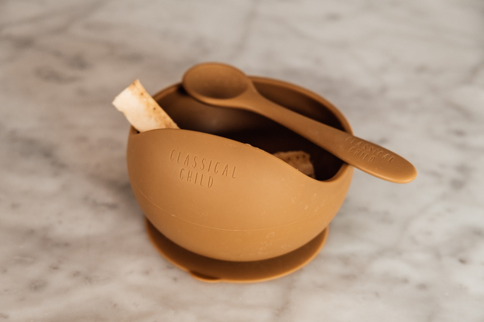 Silicone Suction Bowl Ochre