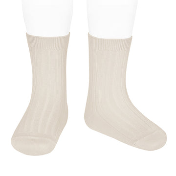 Short Ribbed Socks Linen