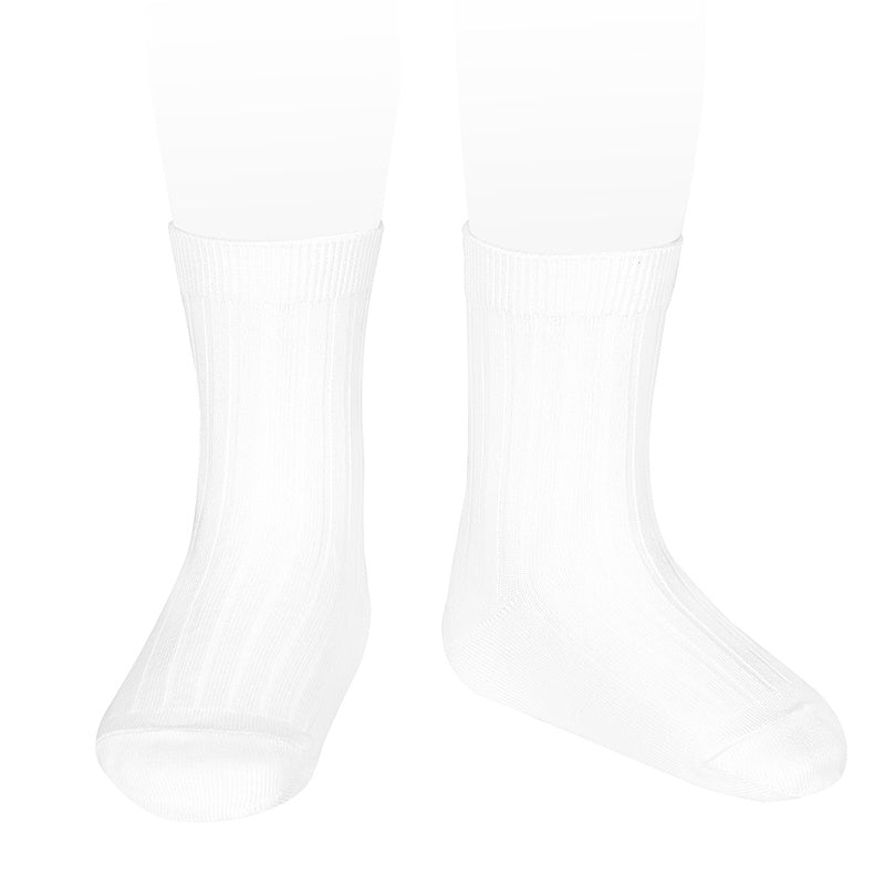 Short Ribbed Socks White