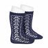 Navy Long Open Lace Socks | Condor