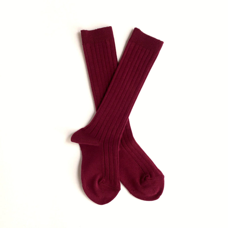 Cranberry Ribbed Socks 