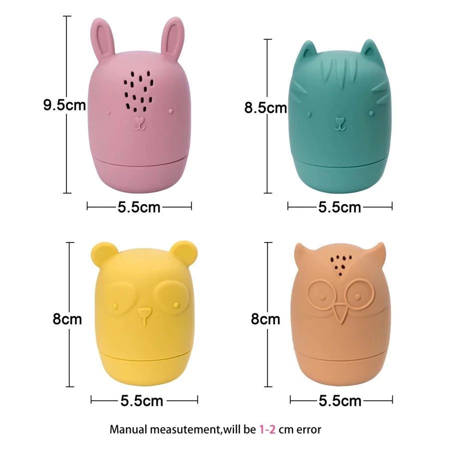 Silicone Animals Bath Toy Set