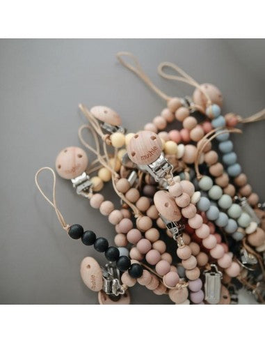 Mushie Cleo Pacifier Clip Wood