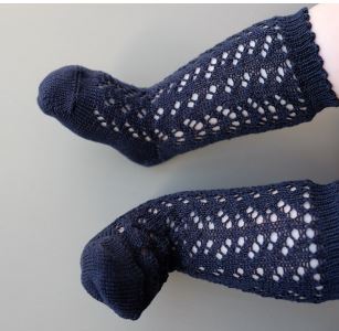 Navy Long Open Lace Socks | Condor