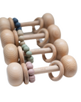 Set of 4 Beech & Silicone Rattles