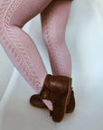 Openwork Side Warm Tights Old Rose