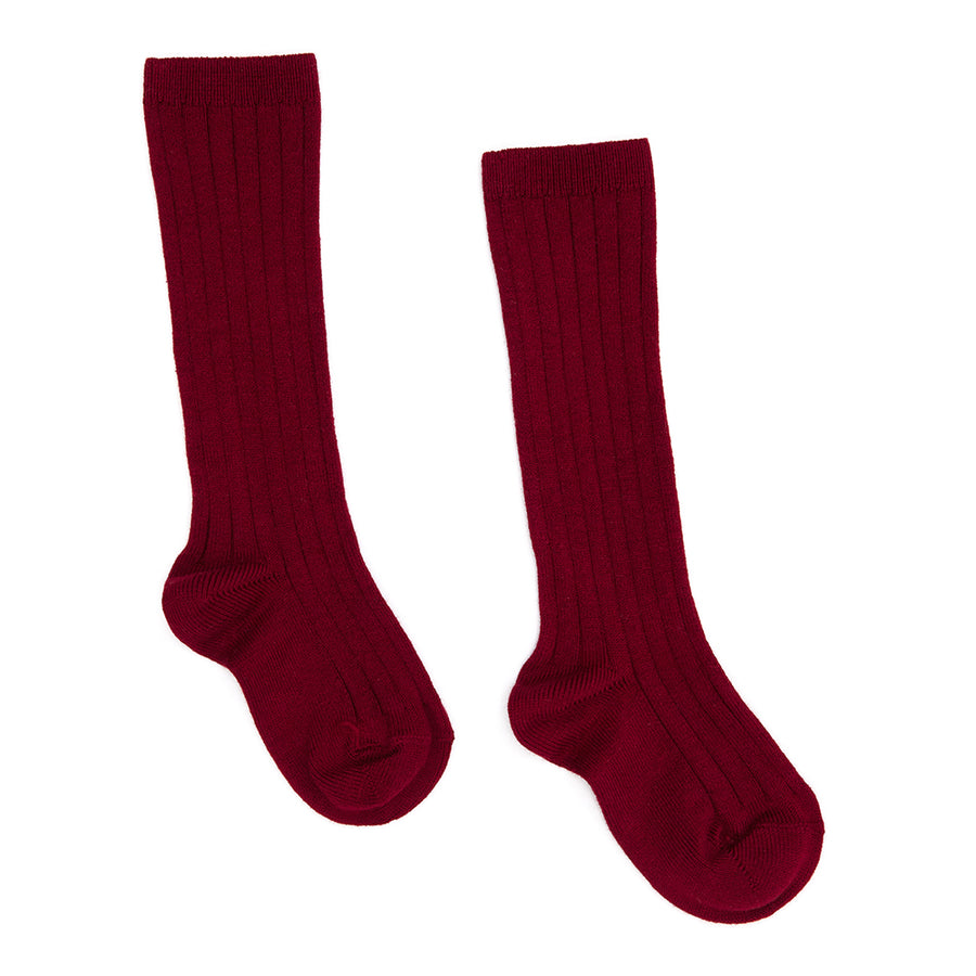 Cranberry Ribbed Socks 