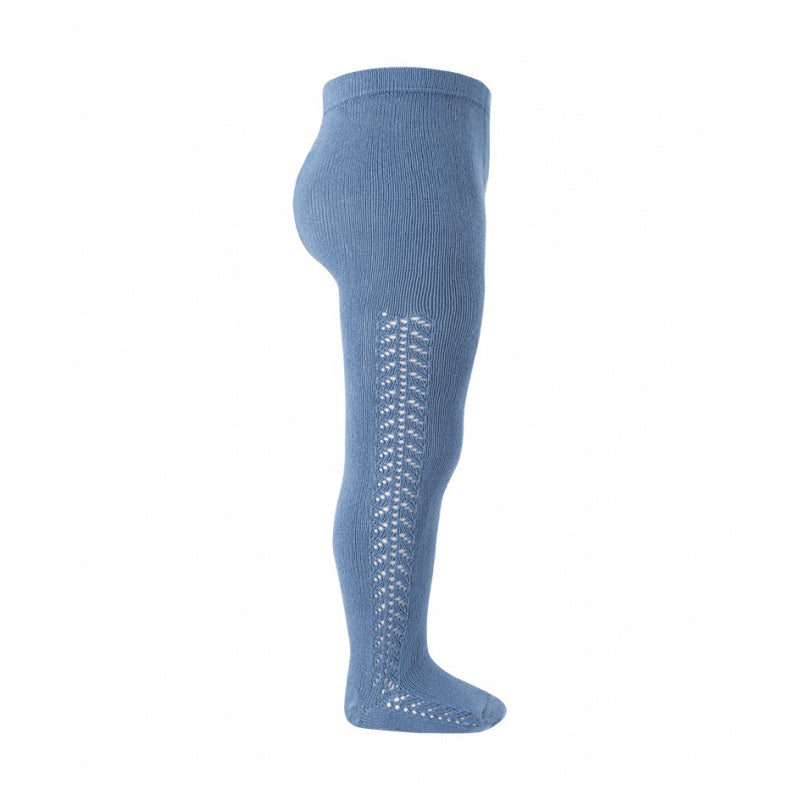 Openwork Side Warm Tights French Blue