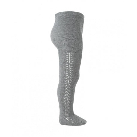 Openwork Side Warm Tights Charcoal