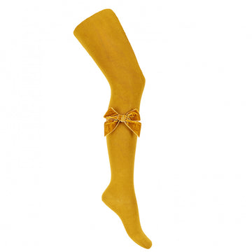 Mustard Velvet Bow Tights
