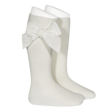 Cream Large Velvet Bow Socks